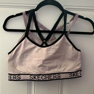 Sketchers Sports Bras set of 2 white and lavender XL